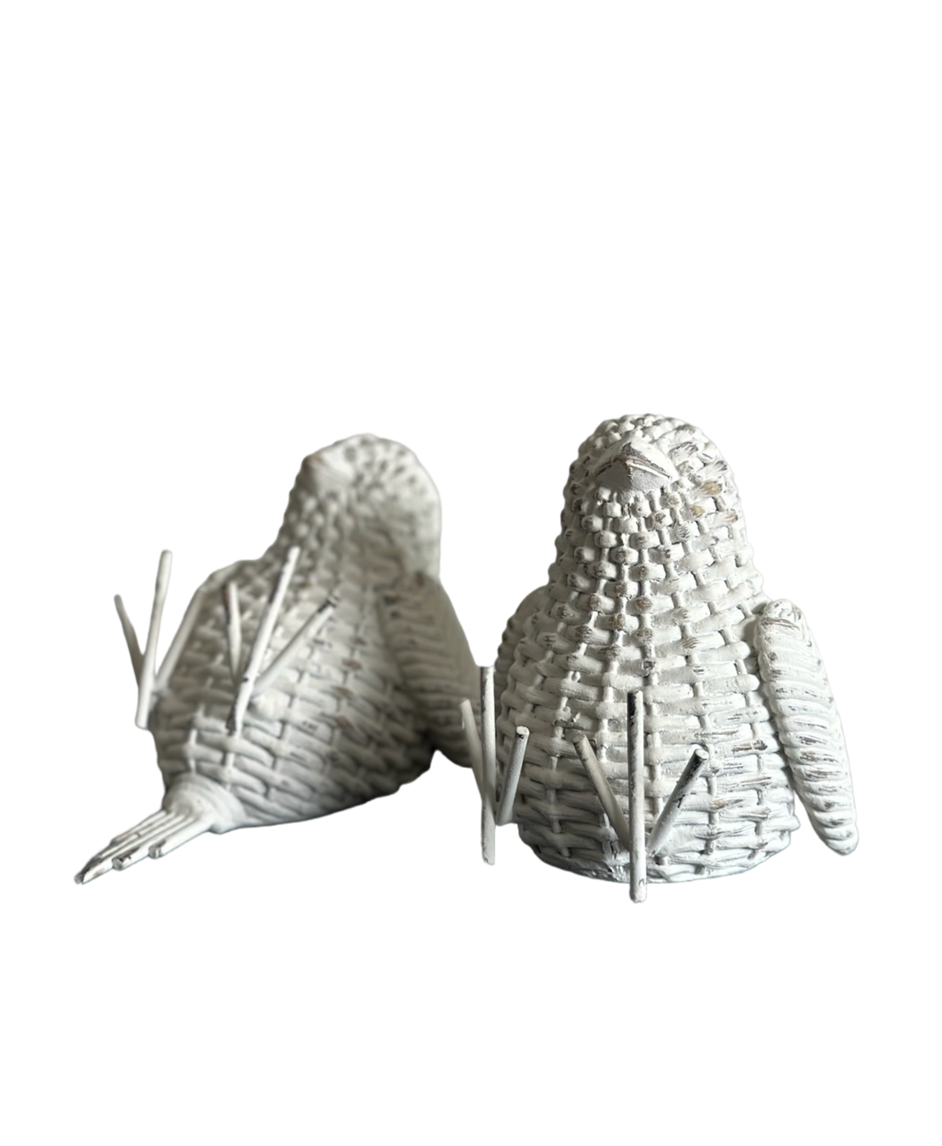PAREJA PAJARITO MIMBRE BLANCO 13 CM